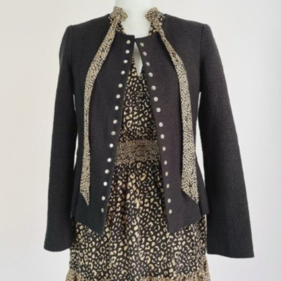 Club Monaco Black Tweed Cropped Jacket - Picture 1 of 7